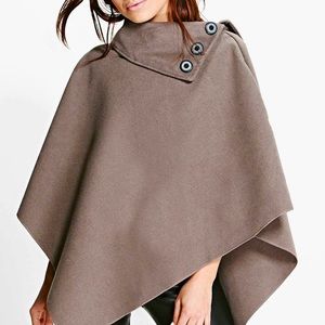 BOOHOO Julia cape - Mocha (one size)